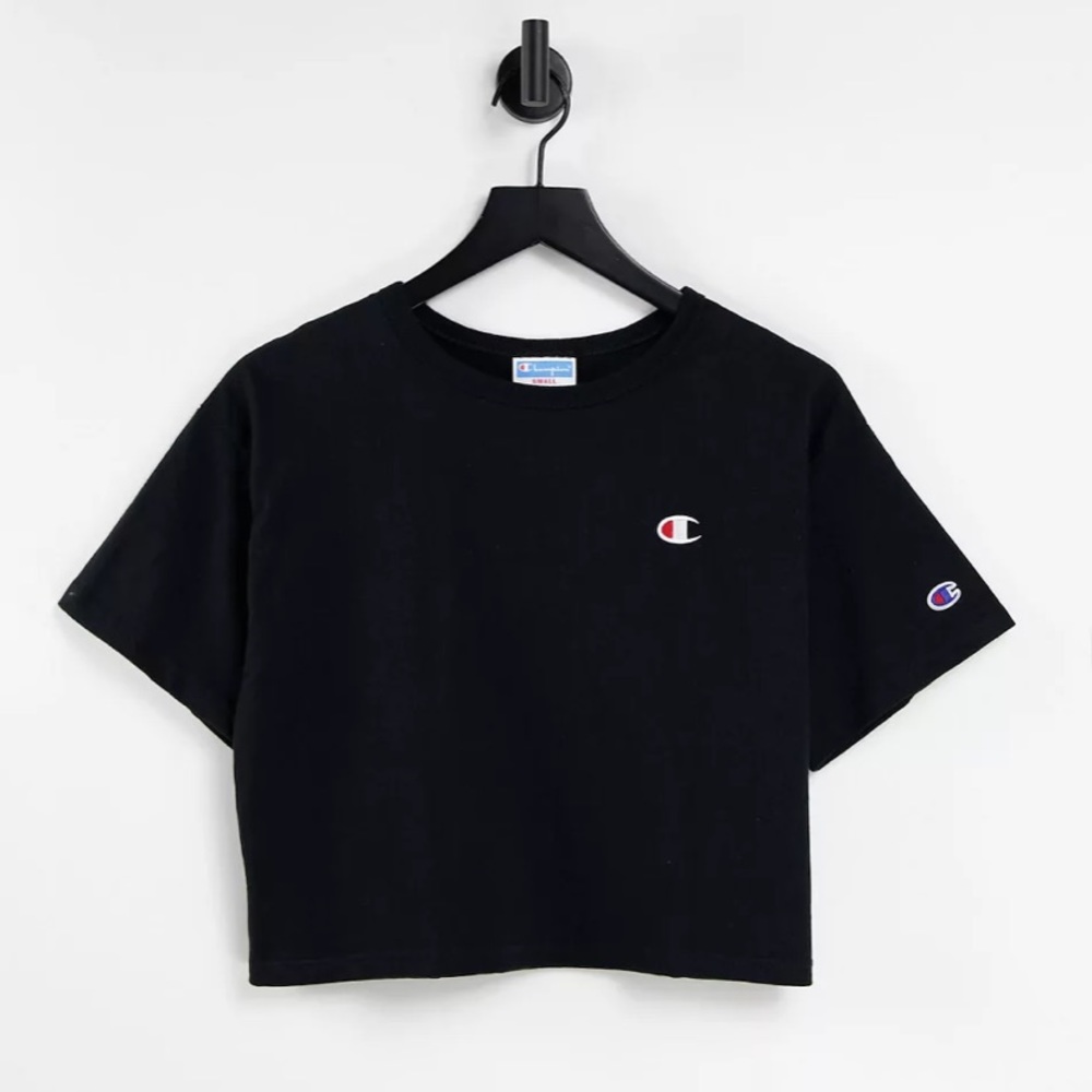 Black Champion Crop Top